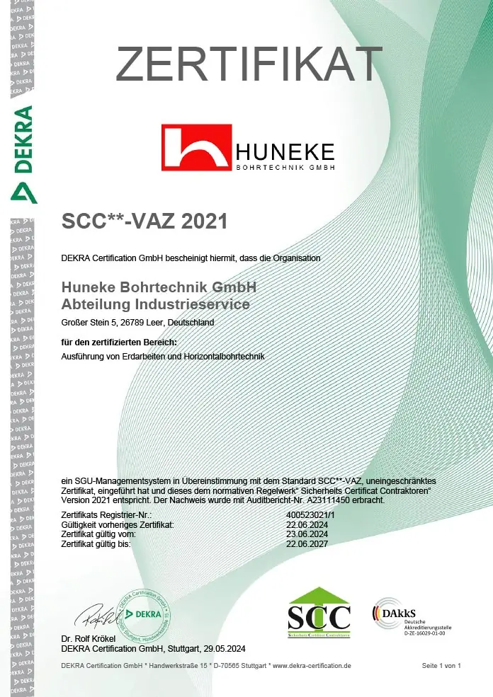 Huneke Zertifikat SCC VAZ 2021